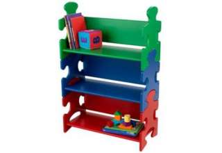 New KidKraft Wooden Kids Puzzle Bookcase Red Blue Green  