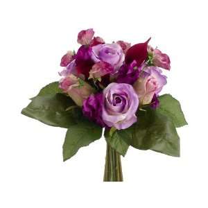  Faux 11.5 Rose/Calla Lily Bouquet Lavender Orchid (Pack of 