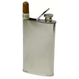 Stainless steel 4oz Flask With Cigar Holder Great Gift Idea  