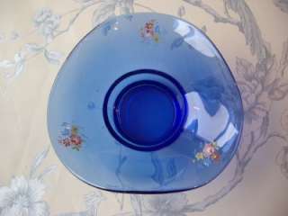 VINTAGE SOWERBY/DAVIDSON COBALT BLUE GLASS POSY BOWL  