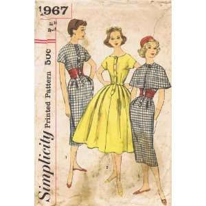  1967 Vintage Sewing Pattern Slim Wiggle Dress Full Skirt Dress Cape 