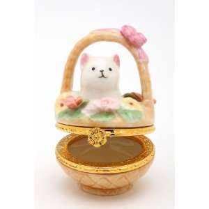   Fine Porcelain Cat & Dog Hinge Boxes Figurine