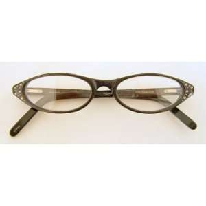   C68) Reading Glasses, Cats Eye With Rhinestones Plastic Frame, +1.50