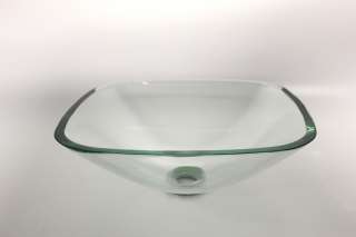 New Clear Square Style Clear Tempered Glass Vessel Sink  