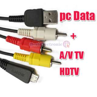 USB PC Data + A/V TV HDTV Cable/Cord/Lead for Sony camera Cybershot 