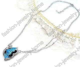 Fashion Crystal Flying Butterfly Pendant Necklace  