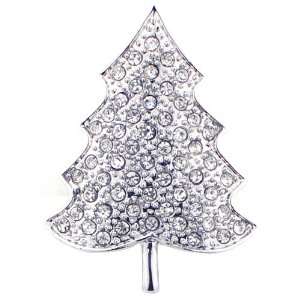   Crystal Christmas Gift Silver Christmas Tree Pin Brooch Jewelry