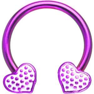  Purple Polka Dot Heart Horseshoe Circular Barbell Jewelry