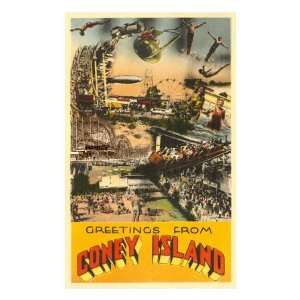  Greetings from Coney Island, New York City Premium Poster 