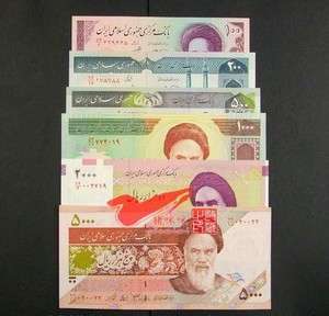   IRAN 6 PCS COMPLETE SET NICE PAPER MONEY BANKNOTES CURRENCY UNC  