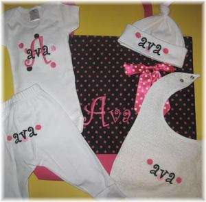 Personalized Baby 5 Piece Onesie & Tote Bag GIFT SET  
