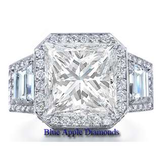 GIA 1.80 Carat Princess Cut & Trapezoid Side Diamond 18K Ring D E SI1 