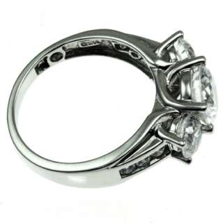 10k white gold 3 round faceted white CZ ring  