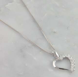 Heart CZ Necklace Sterling Silver  