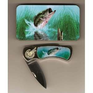    Bass Fishing Pocket Knife in Collectible Tin 