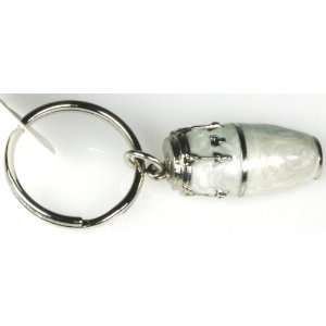   Jewelry Conga Drum Keychain   Silver and White Musical Instruments