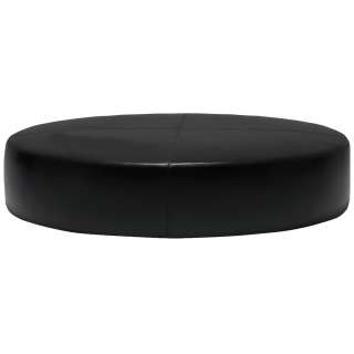   Round Black Leather Ottoman   Circle Tosh Furniture Modern  