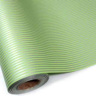 Silver Green Stripes BULK Roll Wrapping Paper 82ft 25M  