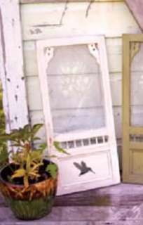 COUNTRY ACCENT DECORATIVE SCREEN DOOR WHITE~HUMMINGBIRD  