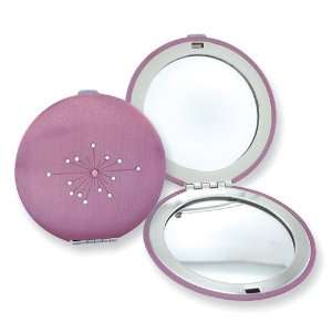    Crystal Pink Finish Brushed Aluminum Compact Mirror Jewelry