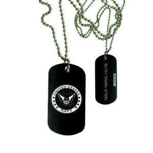    Military Channel Navy Black Dog Tag Necklace 