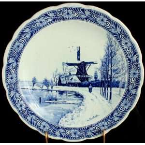  Large Transferware Blue Delft Plate Charger Petrus 