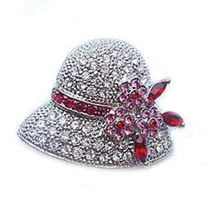 Platinum Plated Swarovski Crystal Hat Design Brooch/Pin Jewelry