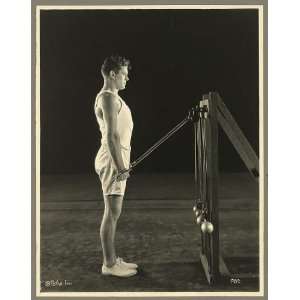 Gene Tunney,profile,lifting weights,pulleys,exercise,machines,c1926