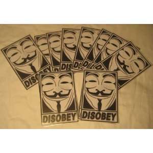    Anonymous DISOBEY decal sticker Guy Fawkes V mask 