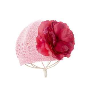 Pink Crochet Hat with Red Rose Baby