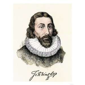  John Winthrop, with His Signature Premium Poster Print 