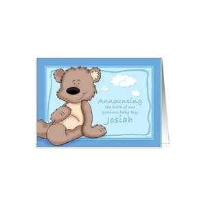  Josiah   Teddy Bear Birth Announcement Card Health 