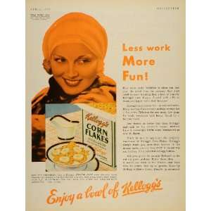 1932 Ad Kelloggs Corn Flakes Singing Lady Leila Hyams Metro Goldwyn 