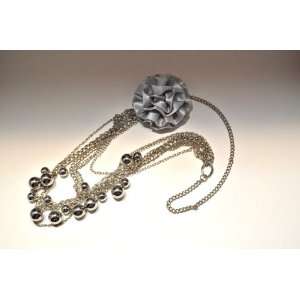  Alluring Chain, Ball and Satin Flower Layered Necklace 