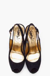 Yves Saint Laurent Black Palais Sparkly Slingbacks for women  