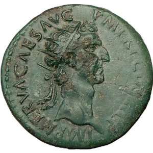 NERVA 97AD Authentic Dupondius HUGE Ancient Roman Coin FORTUNE LUCK 