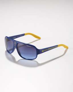 Childrens Mid Size Classic Carrerino Sunglasses, Blue/Yellow