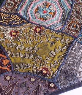   Euro Sham with intricate vintage heavy hand embroidery, bead & Sequin