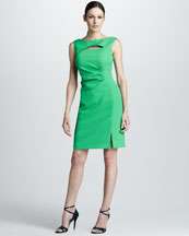 T4XD3 Kay Unger New York Sleeveless Jewel Neck Cutout Bodice Dress