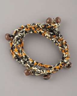 Beaded Woven Wrap Bracelet, Orange/Multicolor
