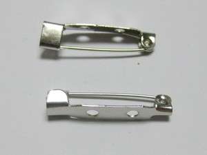 50 Silver Tone Metal Brooch Finding 25X5mm Pin Back  