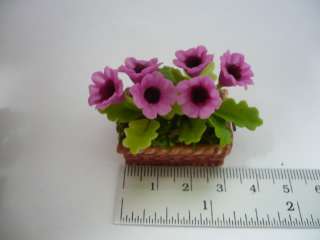 Purple Flower Plant in Pots Dollhouse Miniatures Deco Garden  