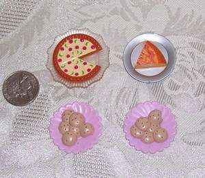 MATTEL BARBIE DOLL SIZE ASSORTED FOOD ITEMS ON PLATES LOT  