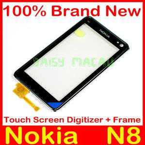 Nokia N8 Touch Screen Glass Digitizer + Frame Repair Bk  