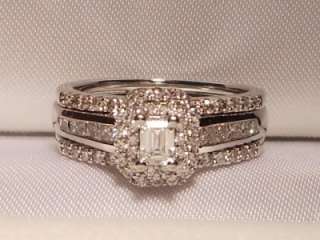 BEN BRIDGE Certified Emerald Cut Diamond Frame Halo Engagement Ring 