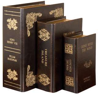 King Henry Treasure Island Gone With The Wind Leather Faux Book Boxes 