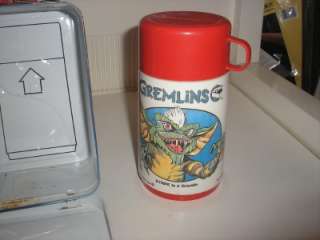 VINTAGE METAL LUNCH BOX   GREMLINS WITH THERMOS 1984  