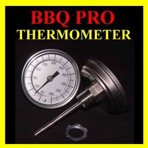 FACE BBQ THERMOMETER SMOKER GRILL 550 TEMP SS GAUGE 4 STEM PIT 