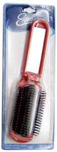 New Folding Hair Brush With Mirror Compact Pocket Size 024576610166 