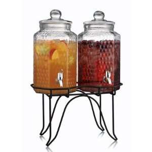  Del Sol Hammered Glass Double Drink Dispenser on Stand